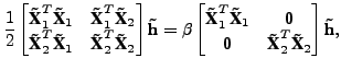 $\displaystyle \frac{1}{2} \begin{bmatrix}\textbf{\~X}_1^T \textbf{\~X}_1 & \tex...
...f{0}\\ \textbf{0} & \textbf{\~X}_2^T \textbf{\~X}_2 \end{bmatrix} \textbf{\~h},$