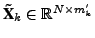 $ \textbf{\~X}_k \in \mathbb{R}^{N\times m_k'}$