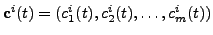 $ {\bf
c}^i(t)=(c_1^i(t),c_2^i(t),\dots, c_m^i(t))$